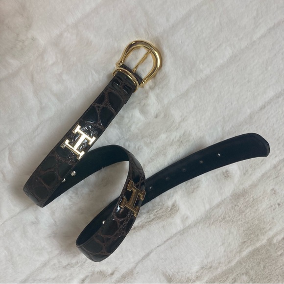 Fantastic “H” Brown Embossed Faux Leather Initial Belt - Picture 4 of 6